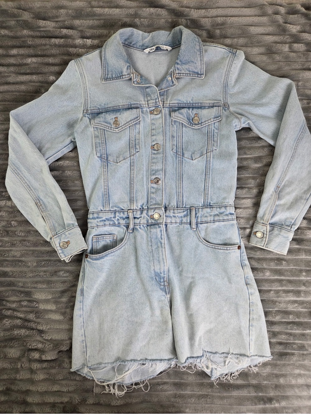 Zara Light Wash Denim Jumpsuit Romper